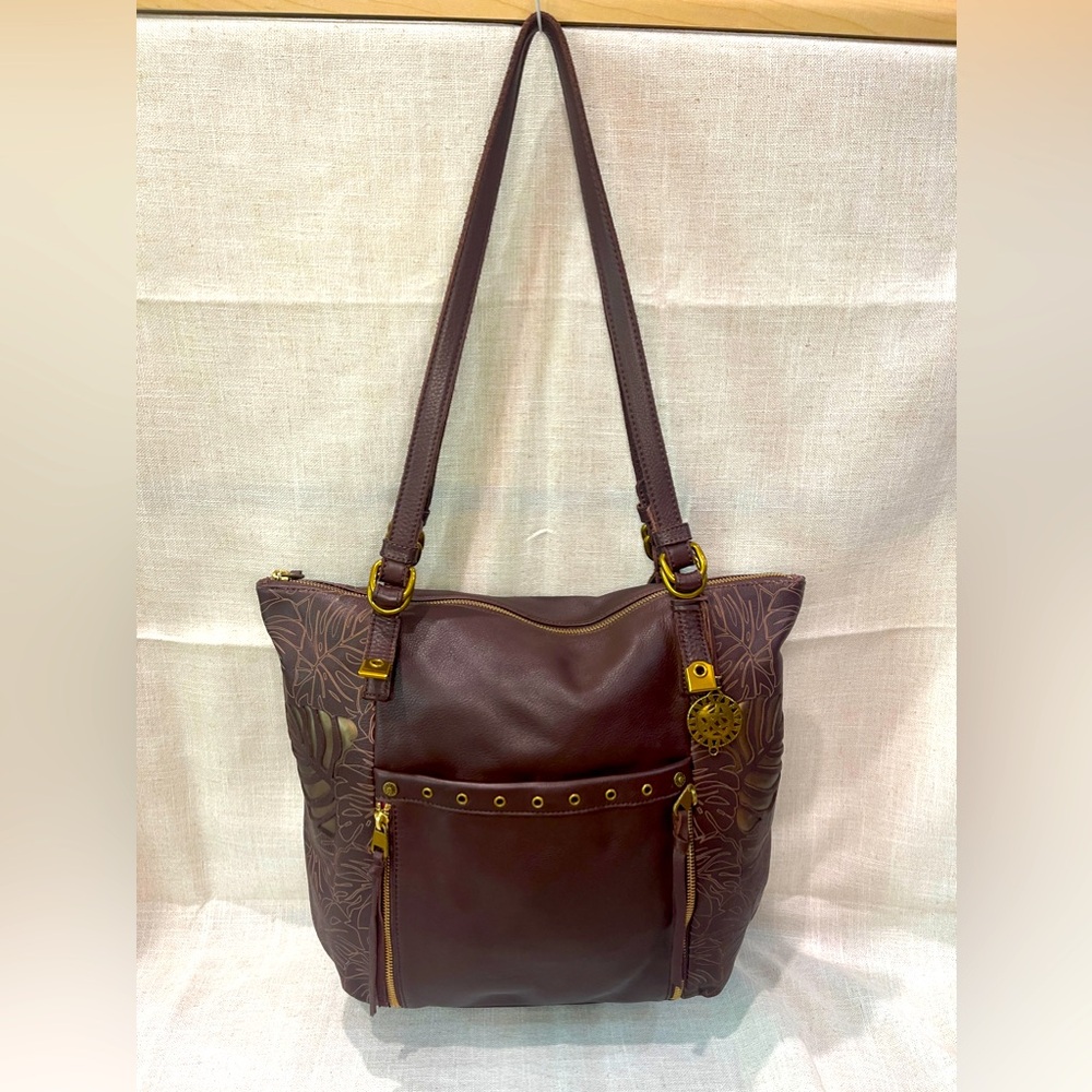 Peace & Love Brown and Gold Leaf bag big bag